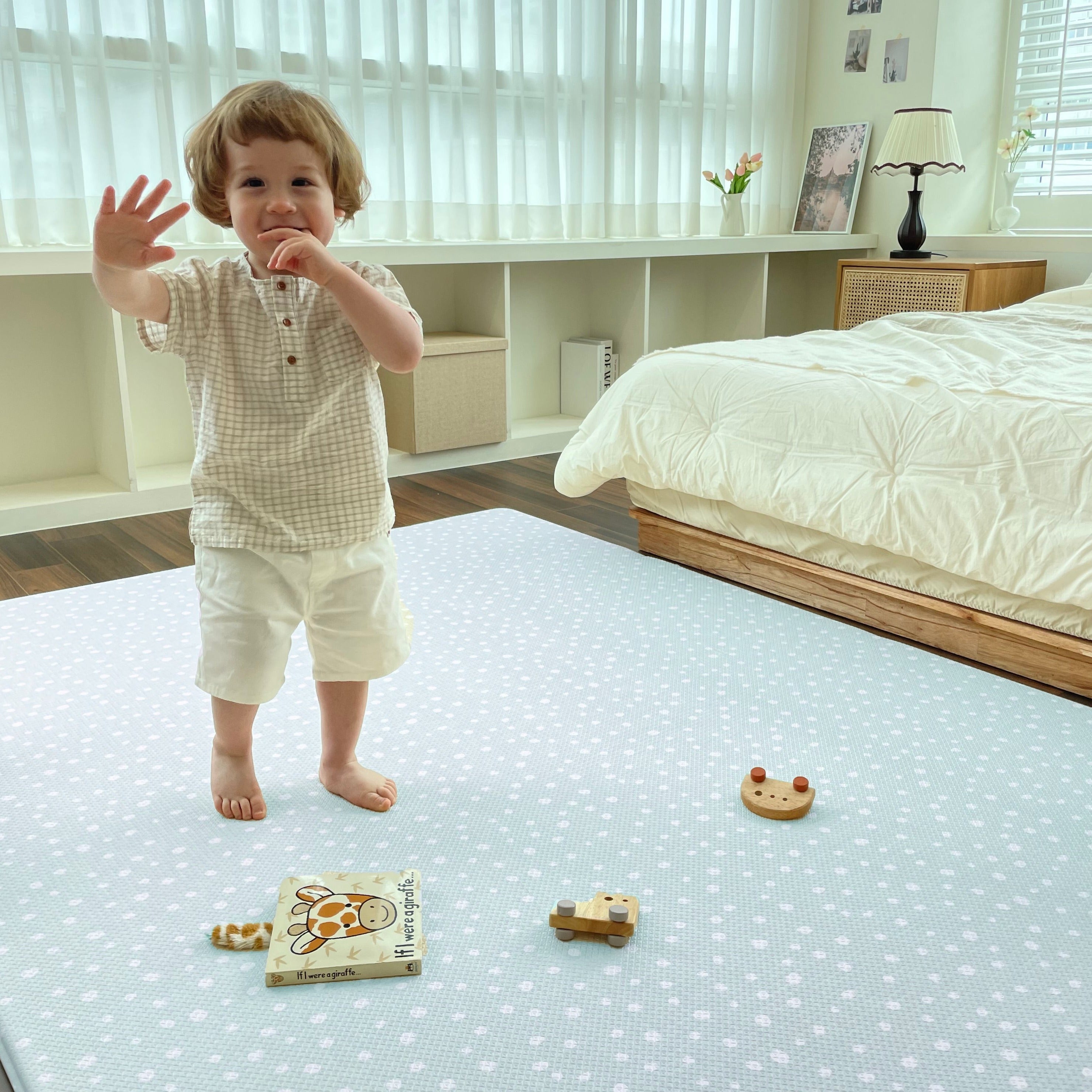 BABYCARE Playmat-Speckle Blue & Scandi Road