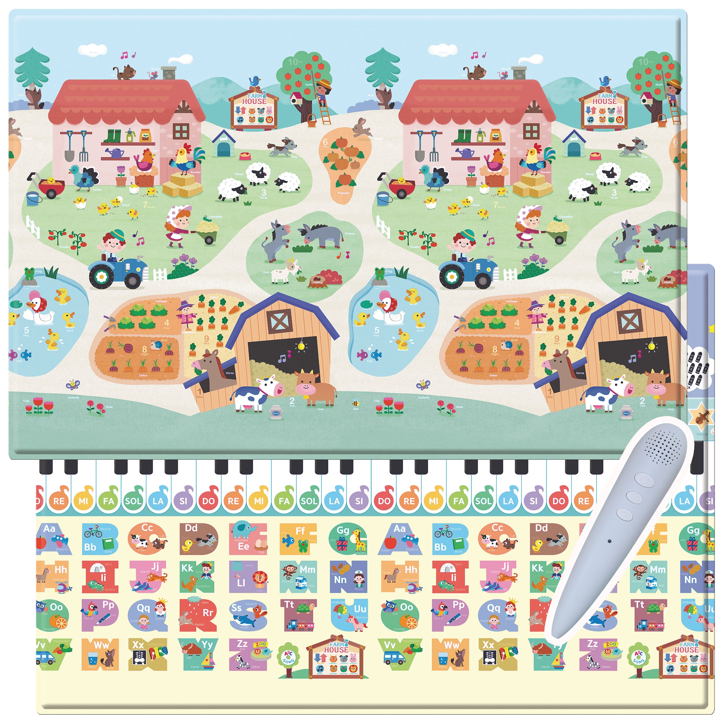 BABYCARE Sensory Playmat - FarmHouse Sound Playmat (Talking Pen included / 6 different languages  )