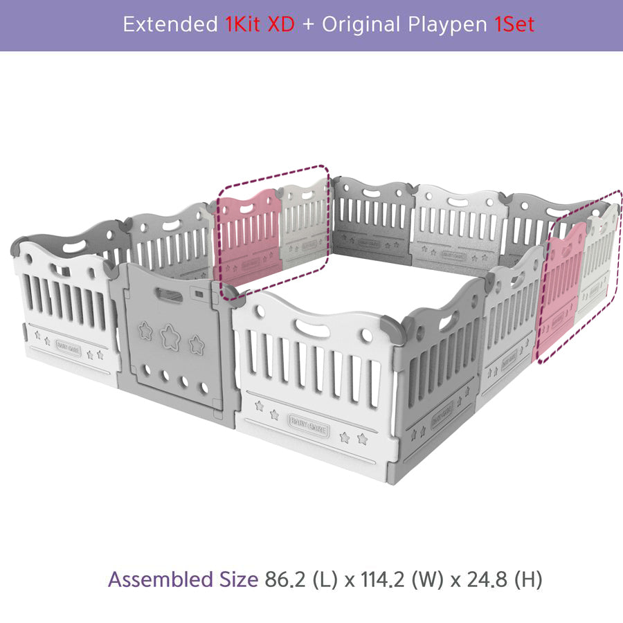 BABYCARE Playpen 25-Inch Gate Extension Kit-Pink