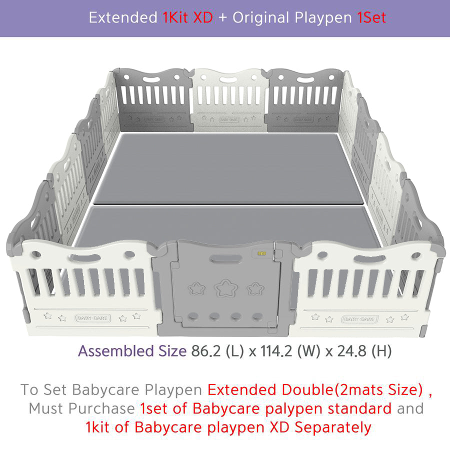 BABYCARE Playpen 25-Inch Gate Extension Kit-Melange Grey