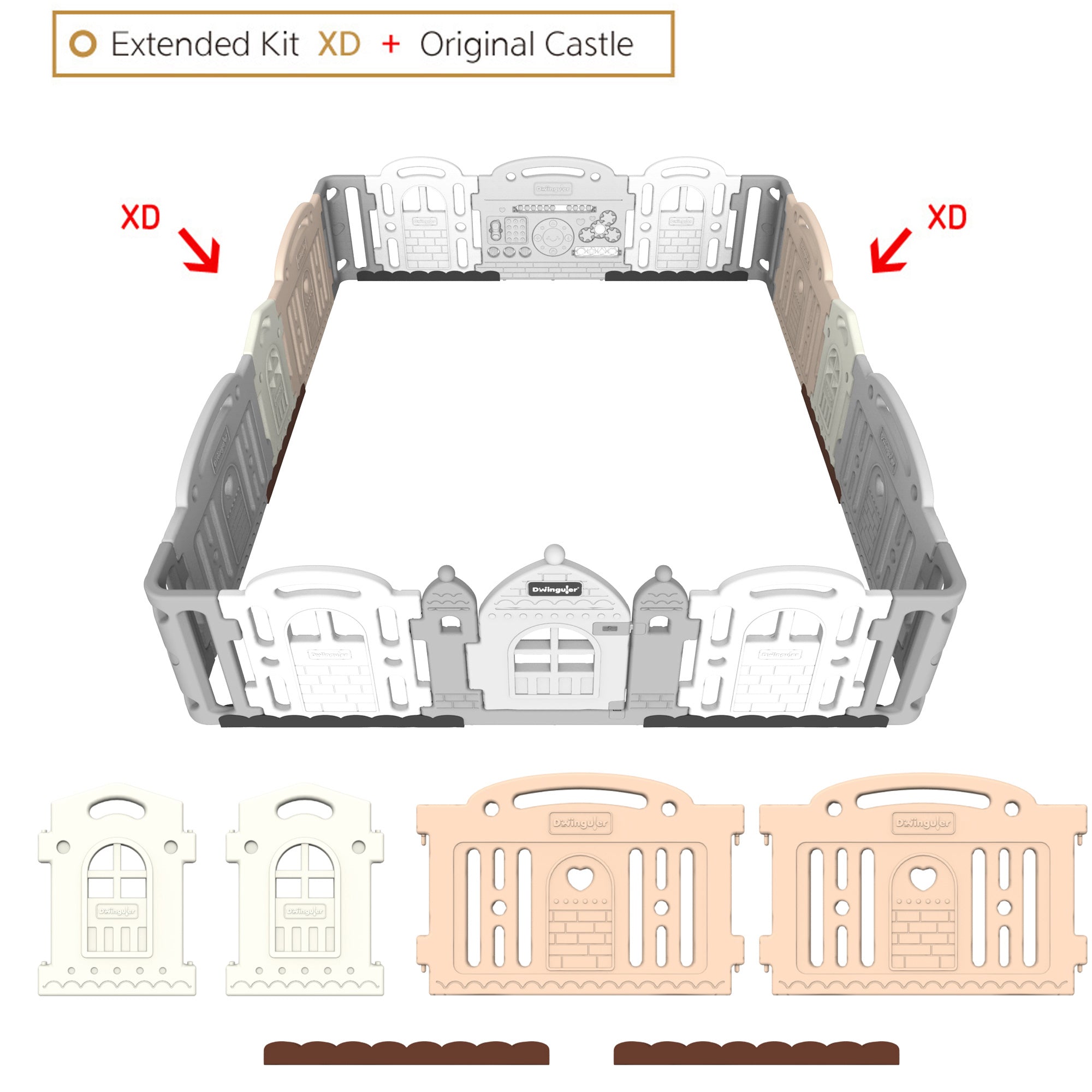 DWINGULER Castle Playpen Extension Kit XD x2-Caramel