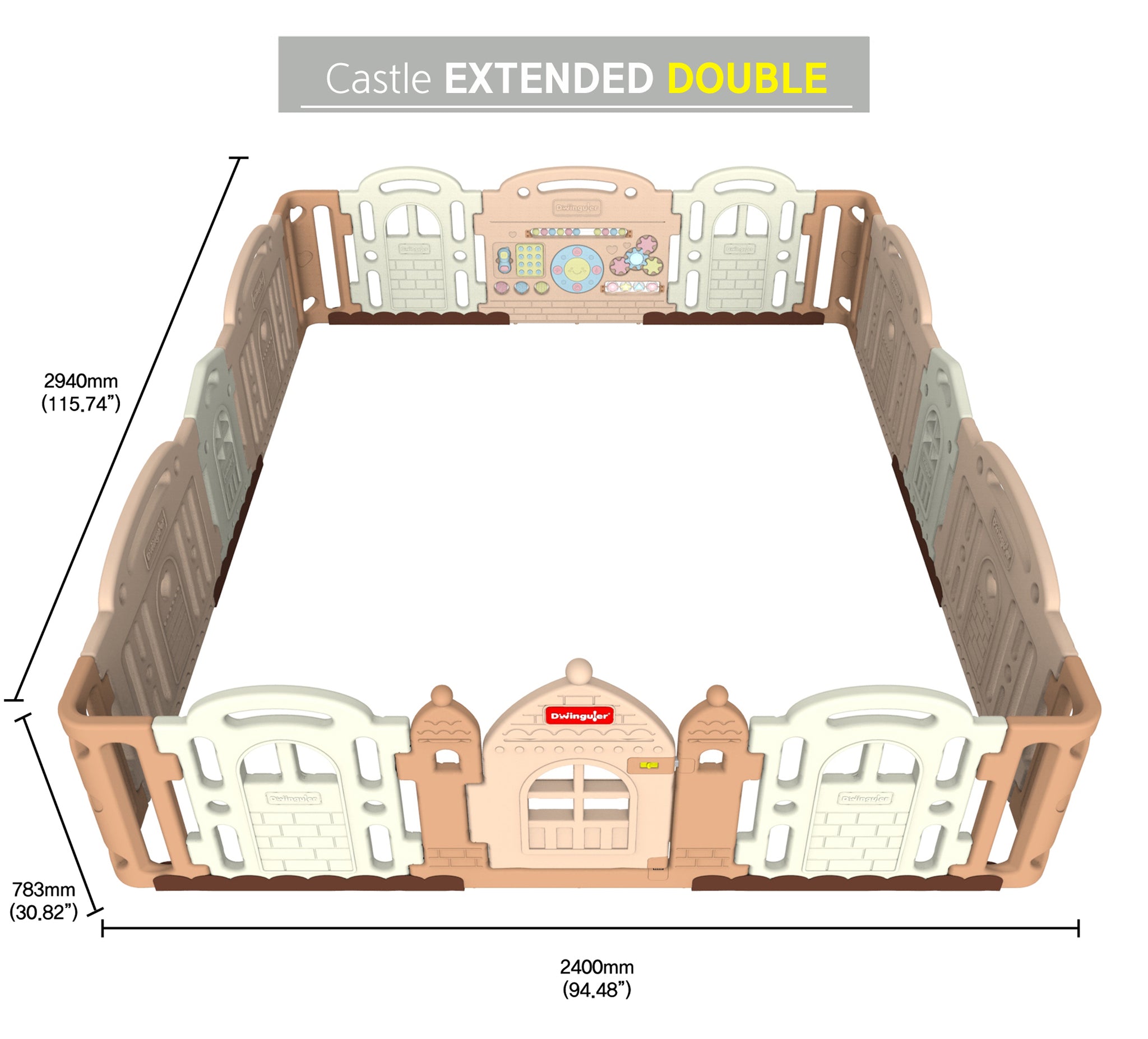 DWINGULER Castle Playpen Extension Kit XD x2-Caramel