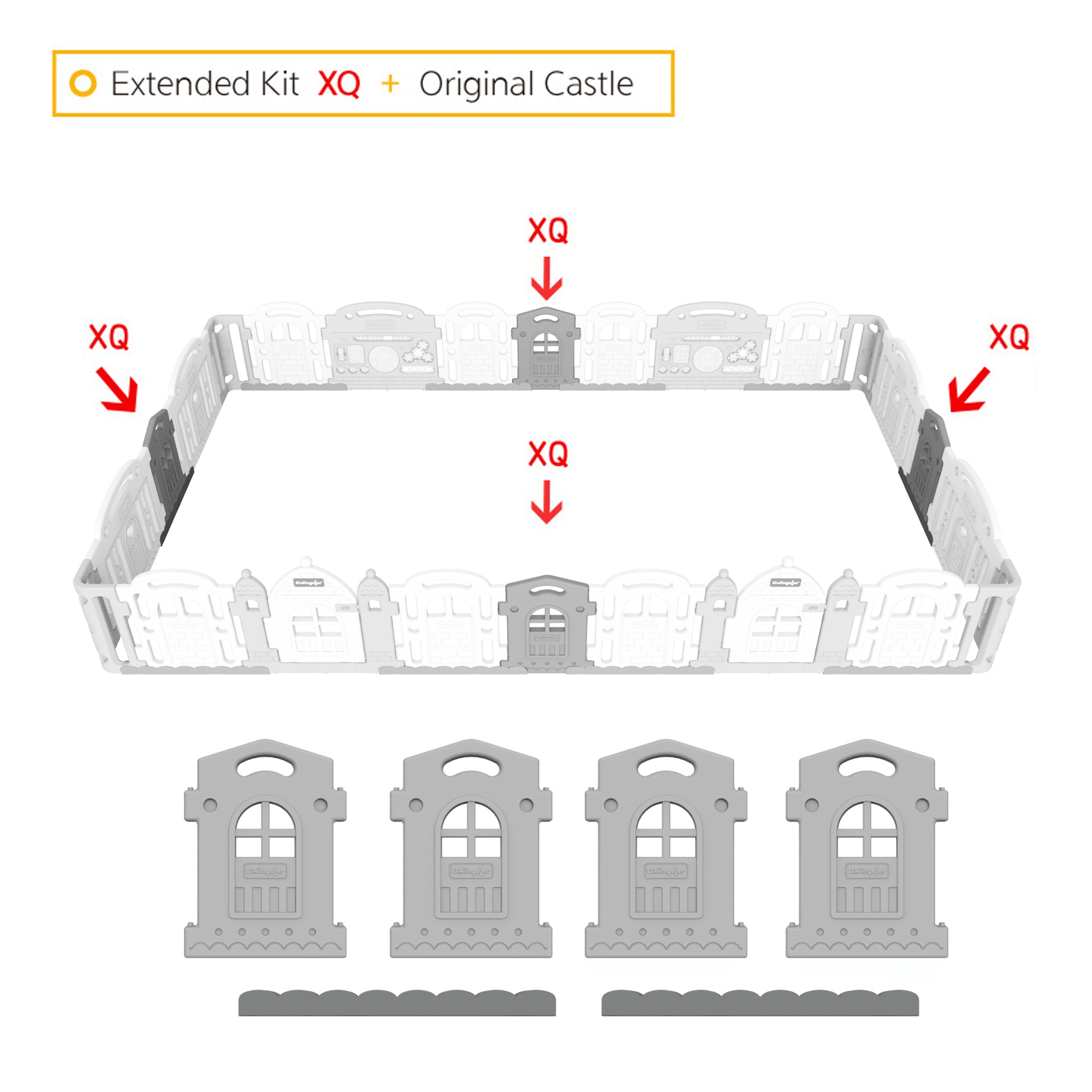 DWINGULER Castle Playpen Extension Kit XQ x4-Grey