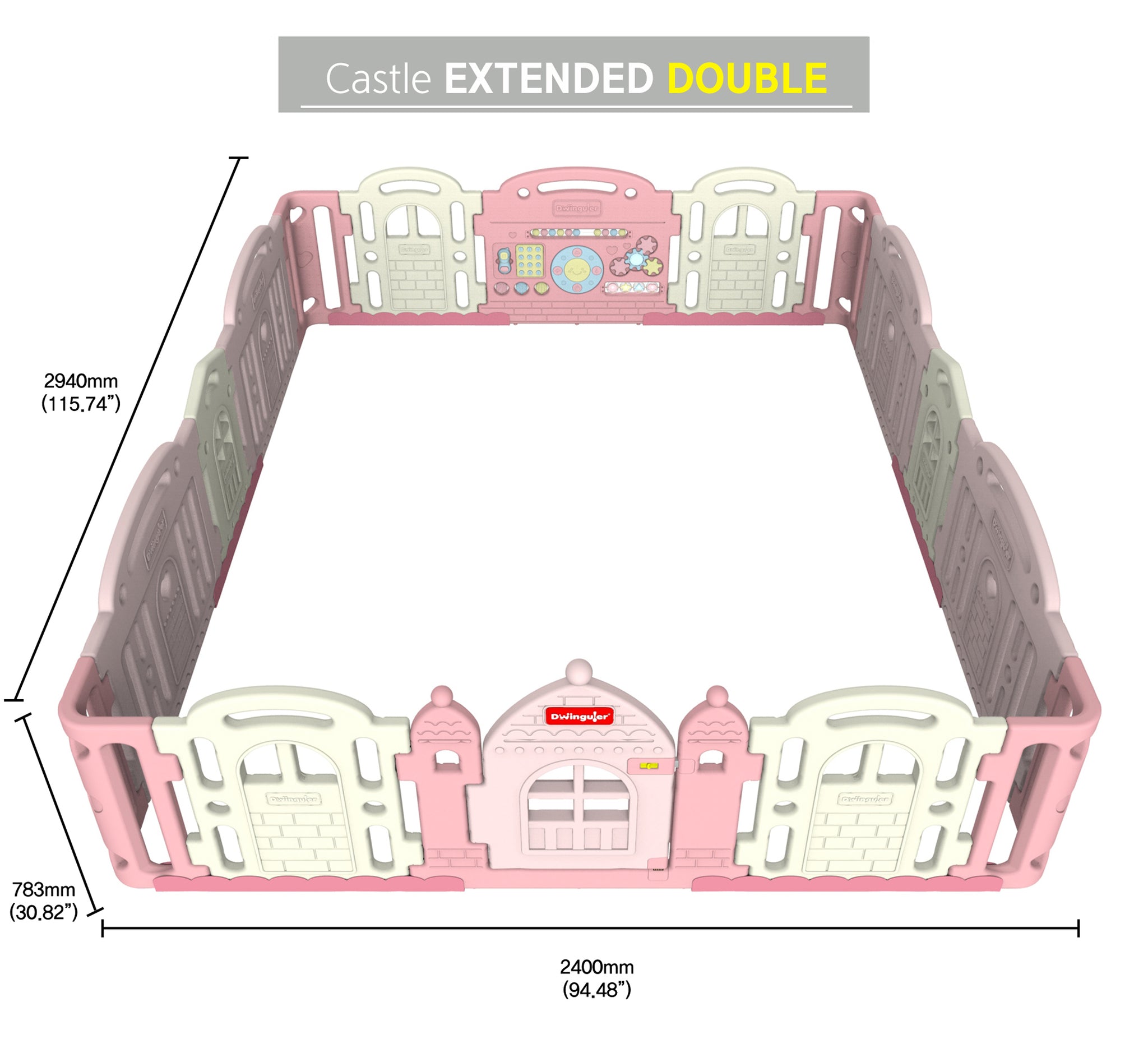 DWINGULER Castle Playpen Extension Kit XD x2-Baby Pink