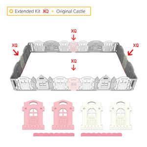 DWINGULER Castle Playpen Extension Kit XQ x4-Baby Pink